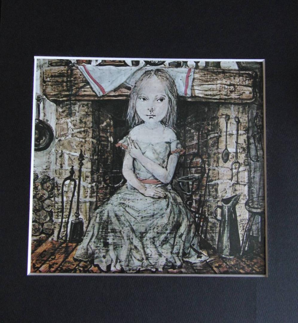 藤田嗣治、「La Jeune Fille」、希少画集の額装画、人気作品