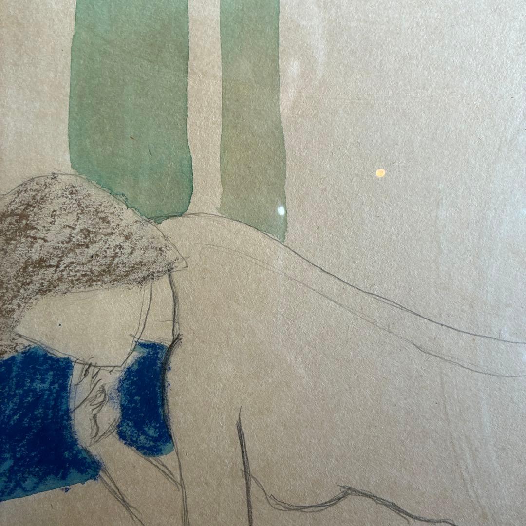 手代木克信　デッサン　素画　女性画　裸婦　サイン入　額付　25.12.17-2