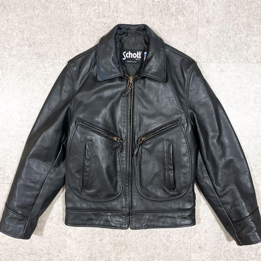 USA製 SCHOTT ショット シングルライダース Dポケット レザー 黒 M