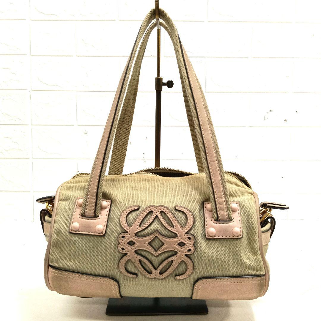 LOEWE ベージュ キャンバス ショルダーバッグ 上273