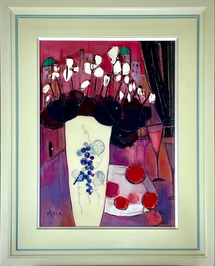 折橋真理子　【真作 】「しくらめん」油彩8号 パリの窓辺　一枚の繪取扱　人気作品