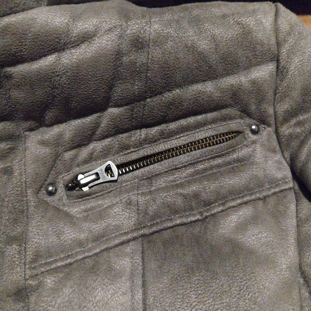 トルネードマート　フェイクレザーシングルライダースジャケット　ダブルジップ