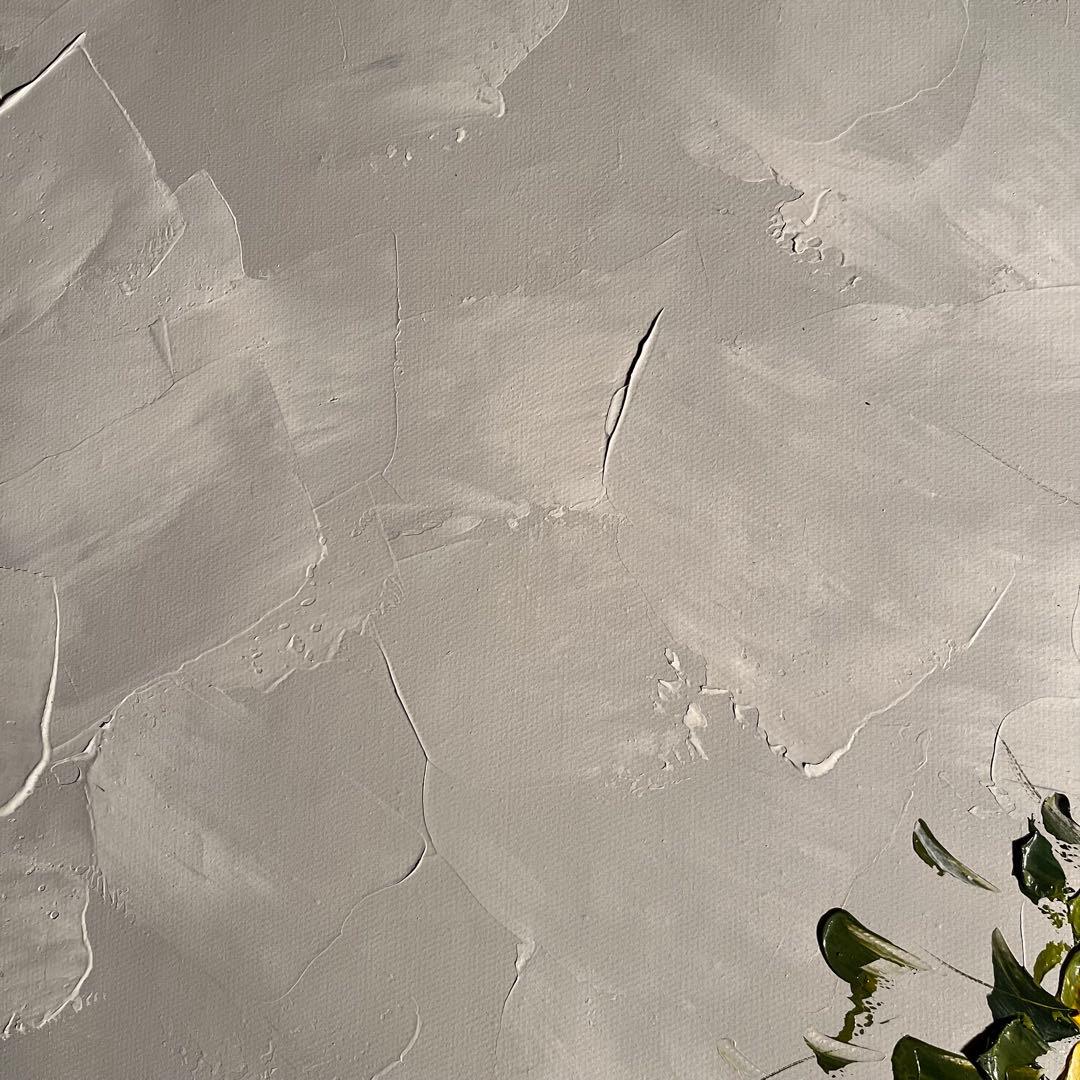 ★特大秀作★ 手書き油絵 イエローローズ 肉筆絵画 額付き インテリア 油彩画