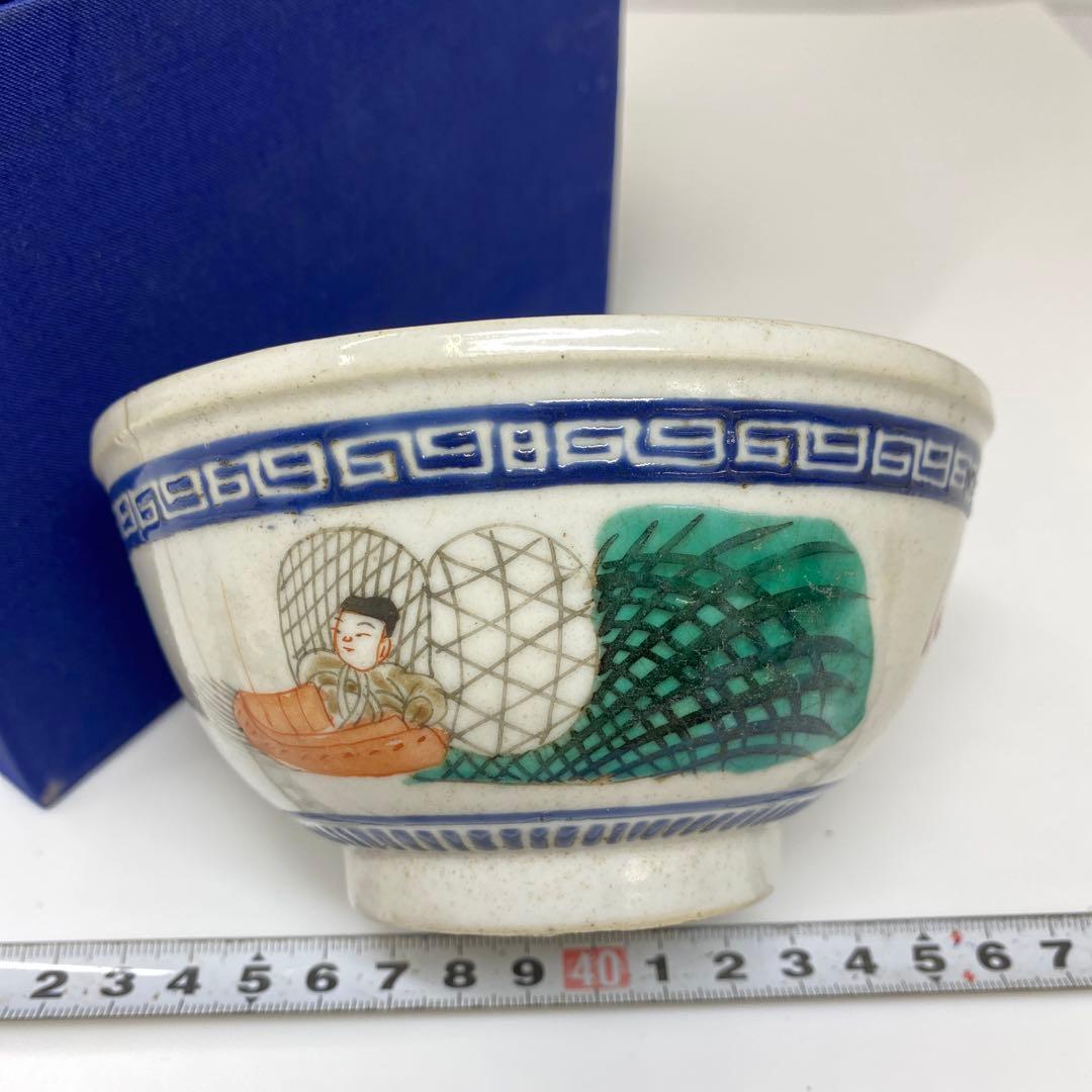 人物　茶碗　幅約12.5㎝　箱付　タニトコ　東さ7-0728①