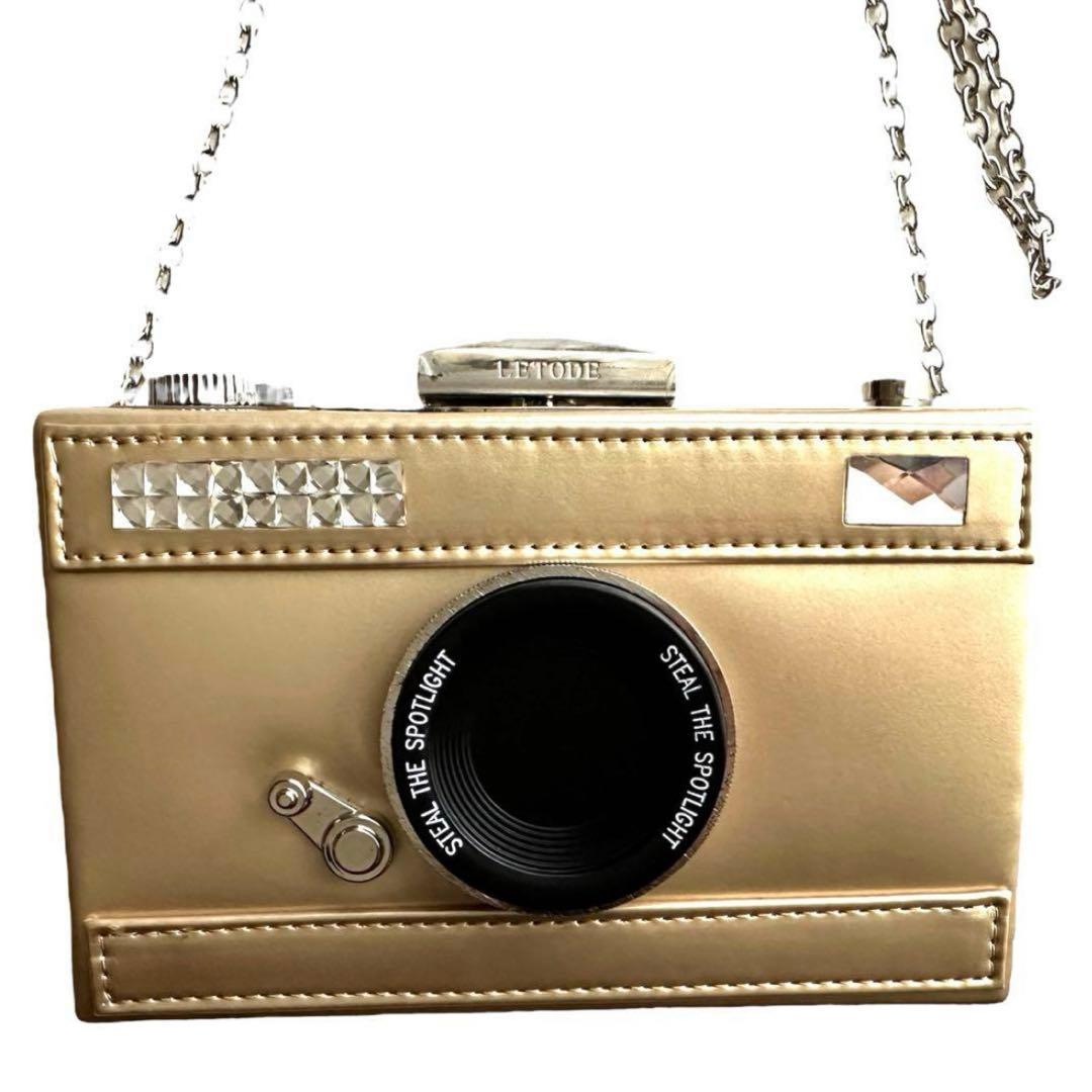 ショルダーバッグ　カメラデザイン　クラッチバッグ　カメラ型　パーティバッグ