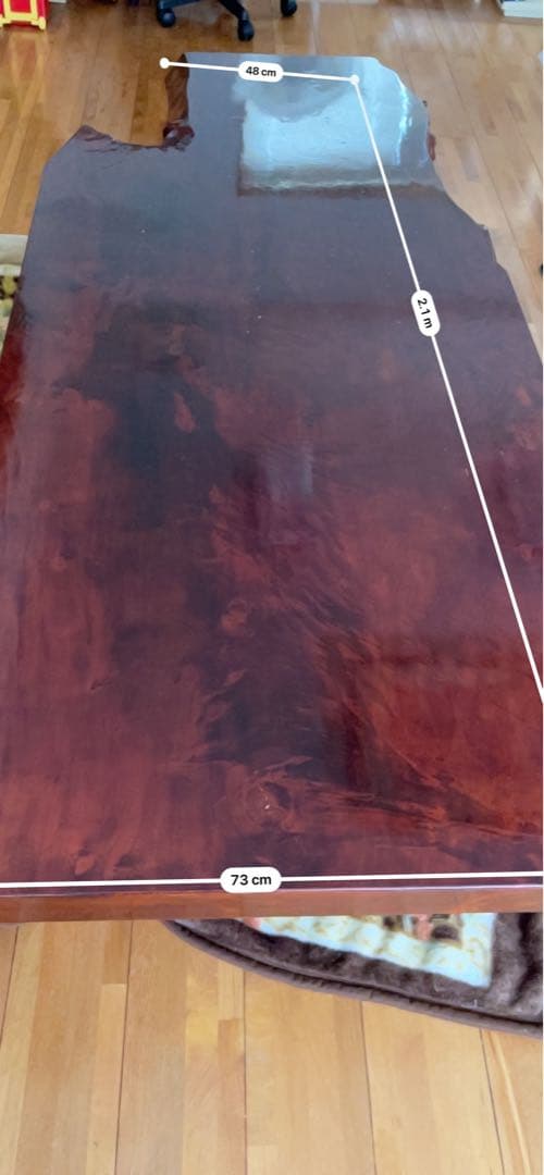 ダークレッドの木製座卓（無垢材）