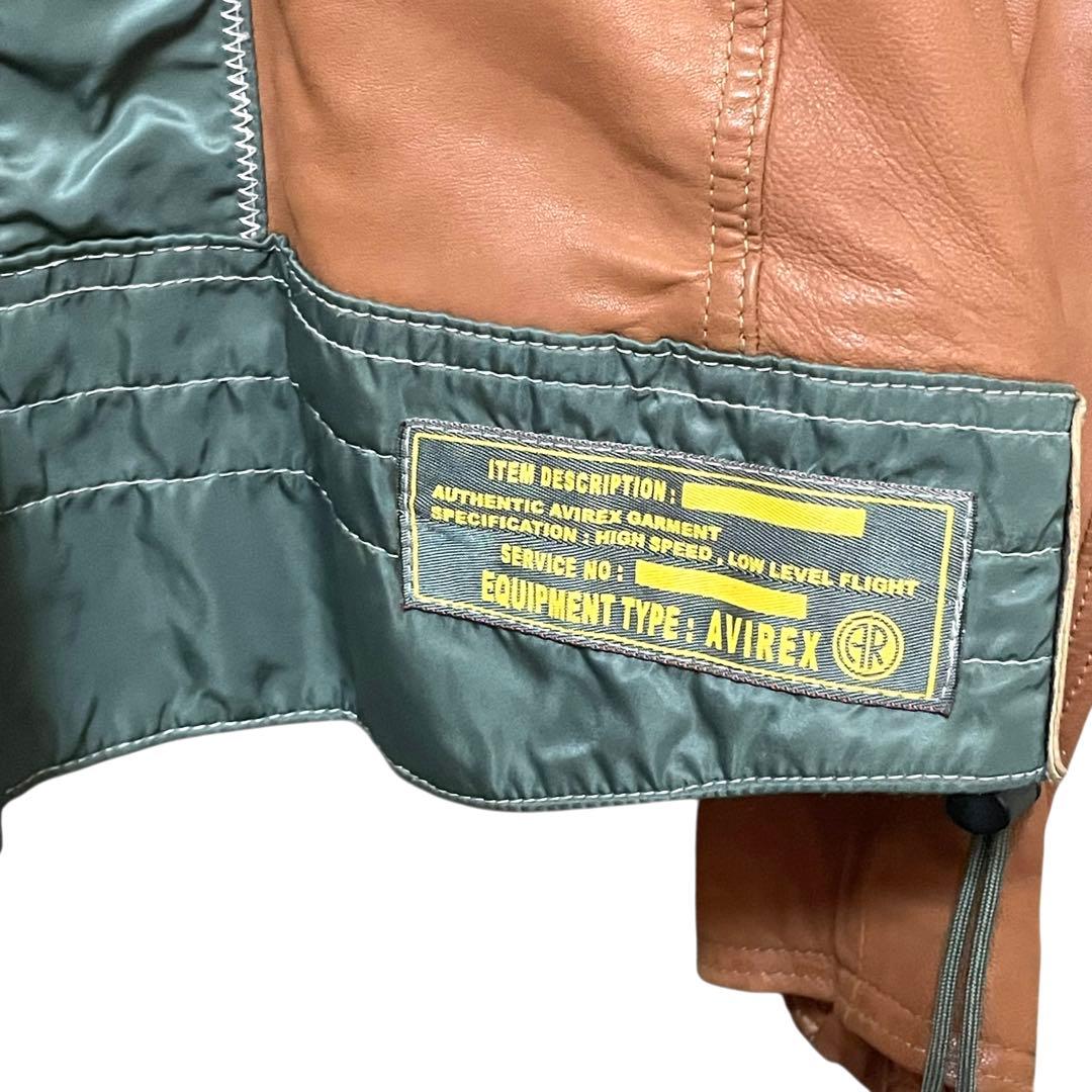希少 AVIREX 60周年記念 ラムレザー ジャケット 切替 XL ブラウン