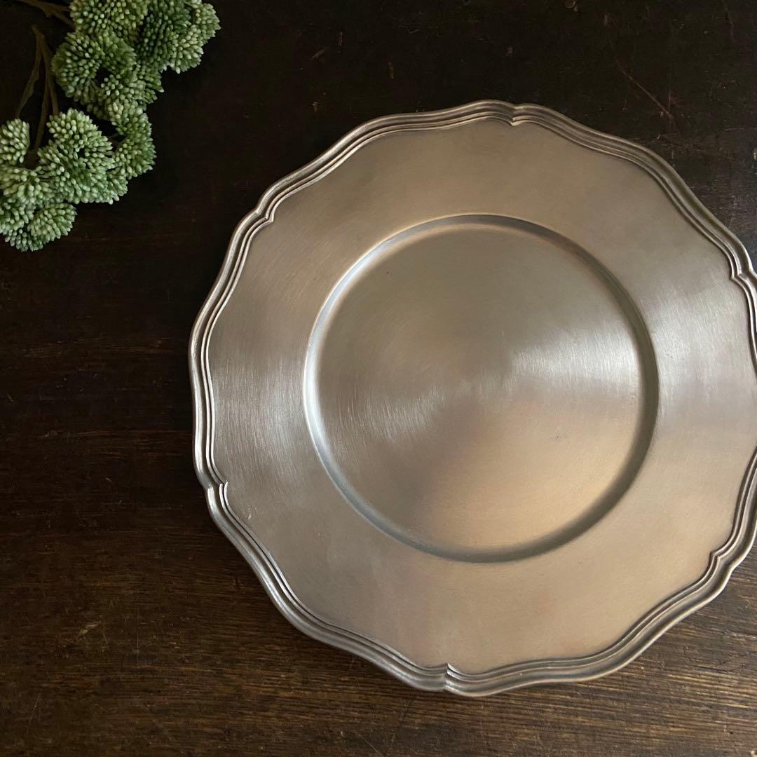 アンティーク　花リムプレート　真鍮製　デッドストック　ブロカント