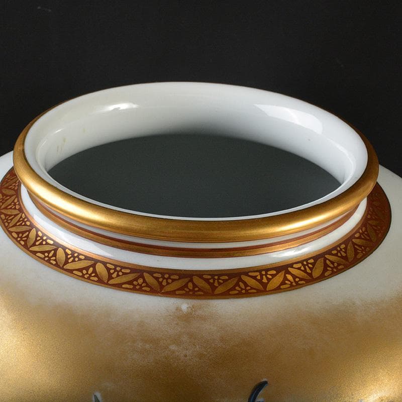 九谷焼　仲田錦玉作　色絵金彩牡丹孔雀文壷　花瓶　V　5818C