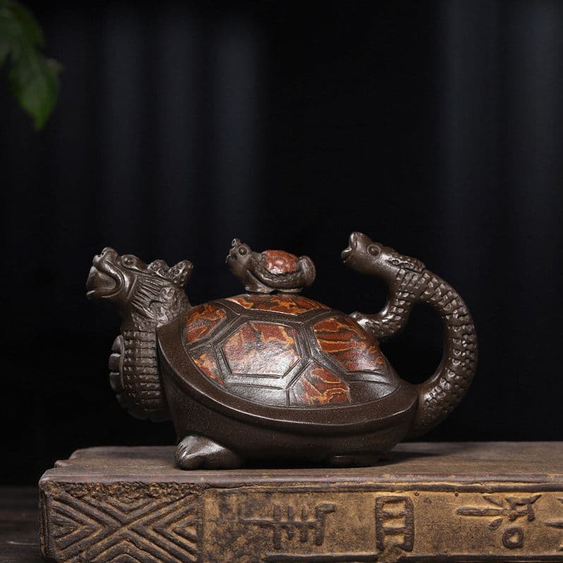 龍亀壺 紫泥急須・茶壺・茶道具置物・古置物