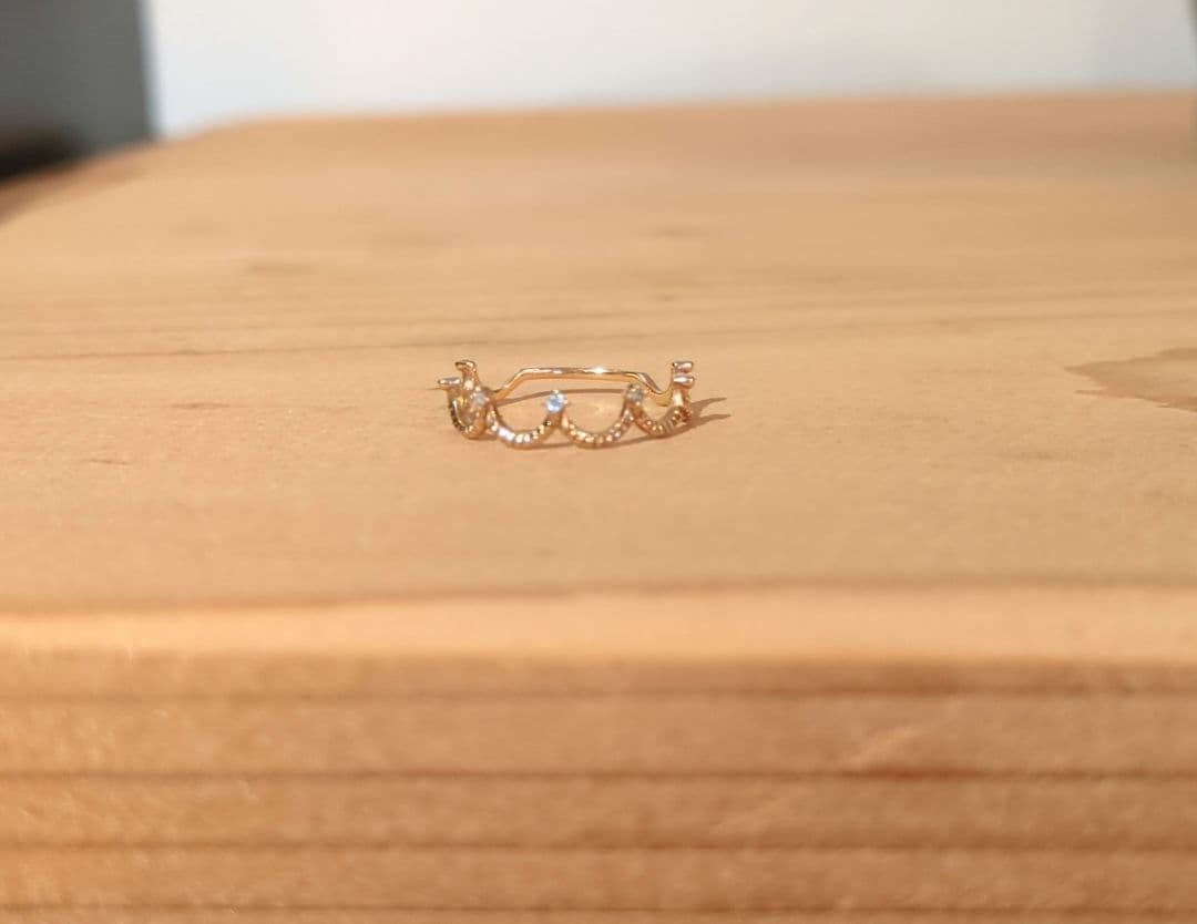 ete 10Kダイヤモンド　ゴールド クラウンデザインリング