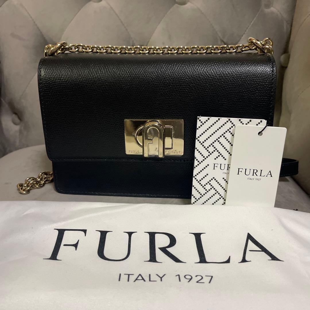 【新品未使用】FURLA フルラ　ショルダーバッグ　黒　ブラック　チェーン　本革