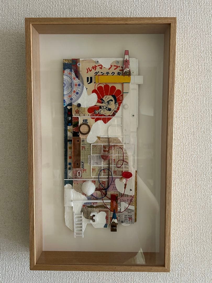 立体コラージュアート　ウォールアート　額装済み