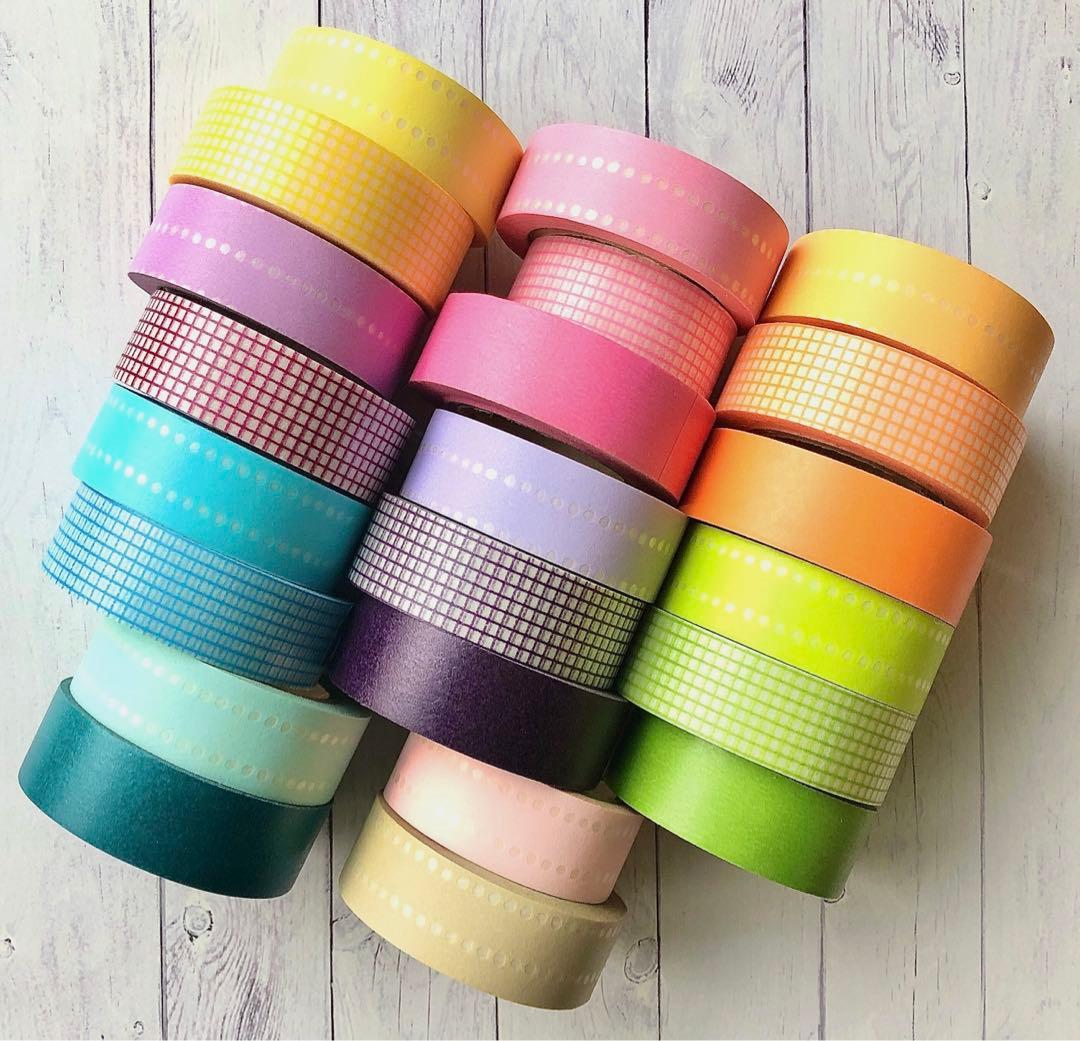 【レア】初期マークス　中古マスキングテープセット①　ベーシック　水玉　方眼　無地