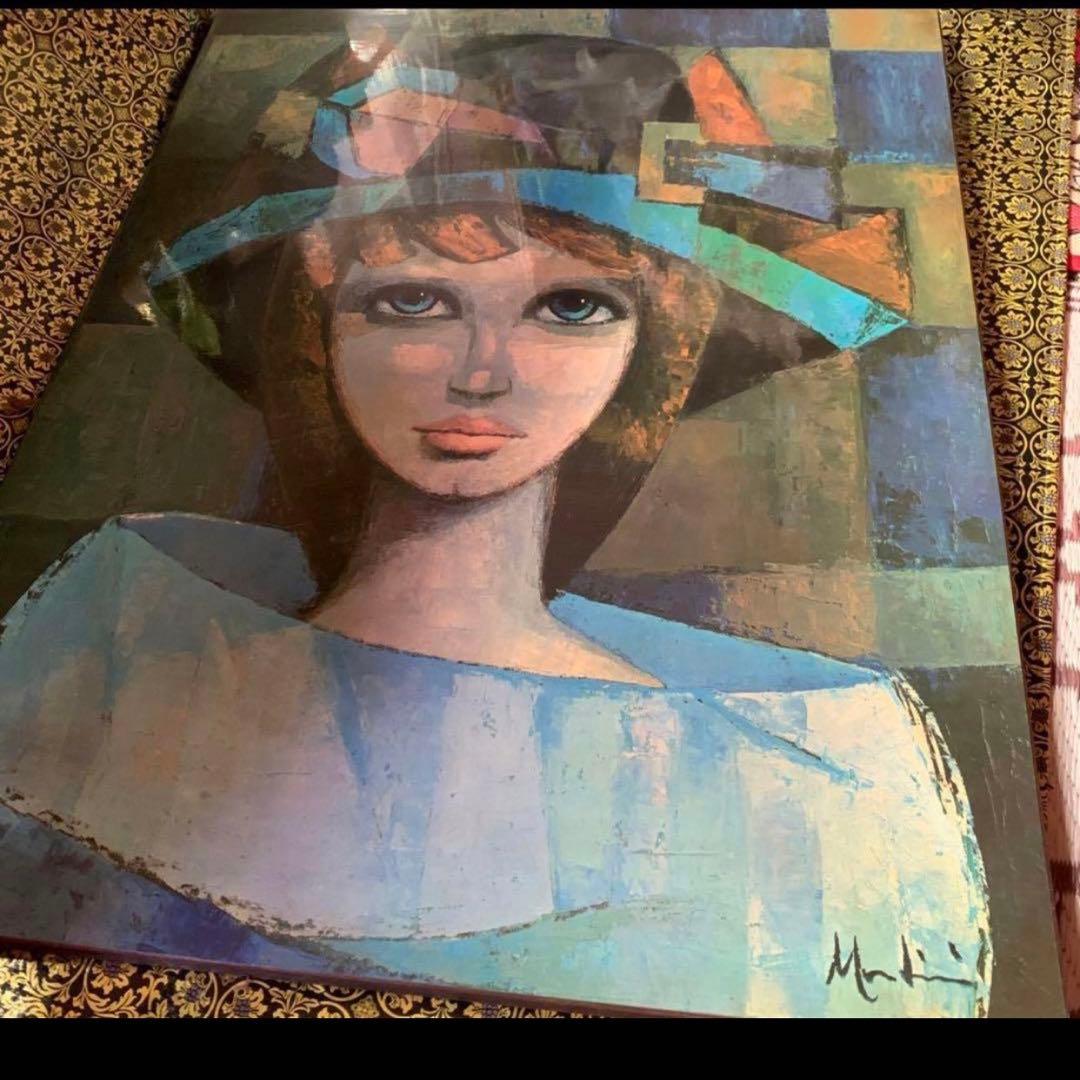 レトロアンティーク☆カラフル帽子女性☆絵画☆