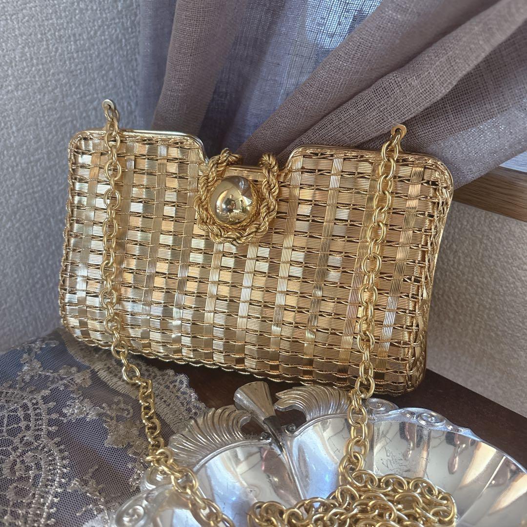 rodo 2way ゴールド　メタル編み　クラッチバック＆ショルダーバック