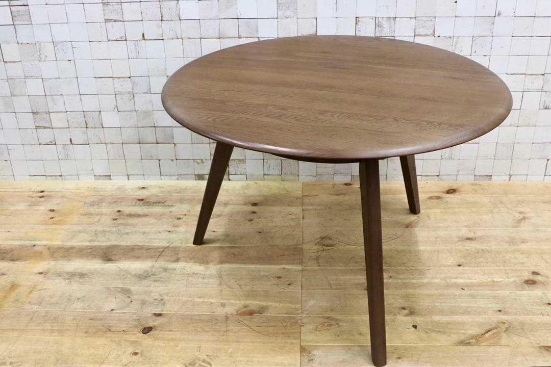 GMHK787○大川家具 東馬 オーク無垢 ラウンドダイニングテーブル