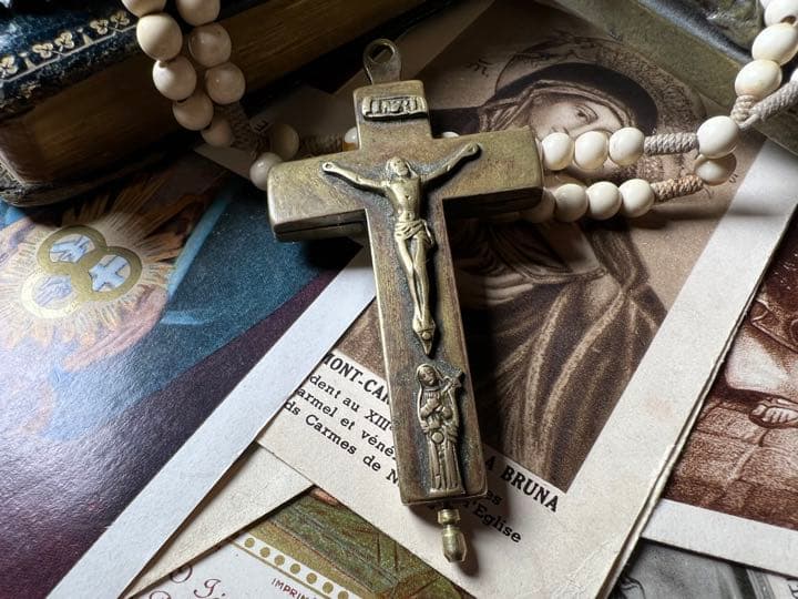 極稀少品　19世紀　真鍮製　聖遺物クロス　キリスト教　アルマクリスティ　受難遺物