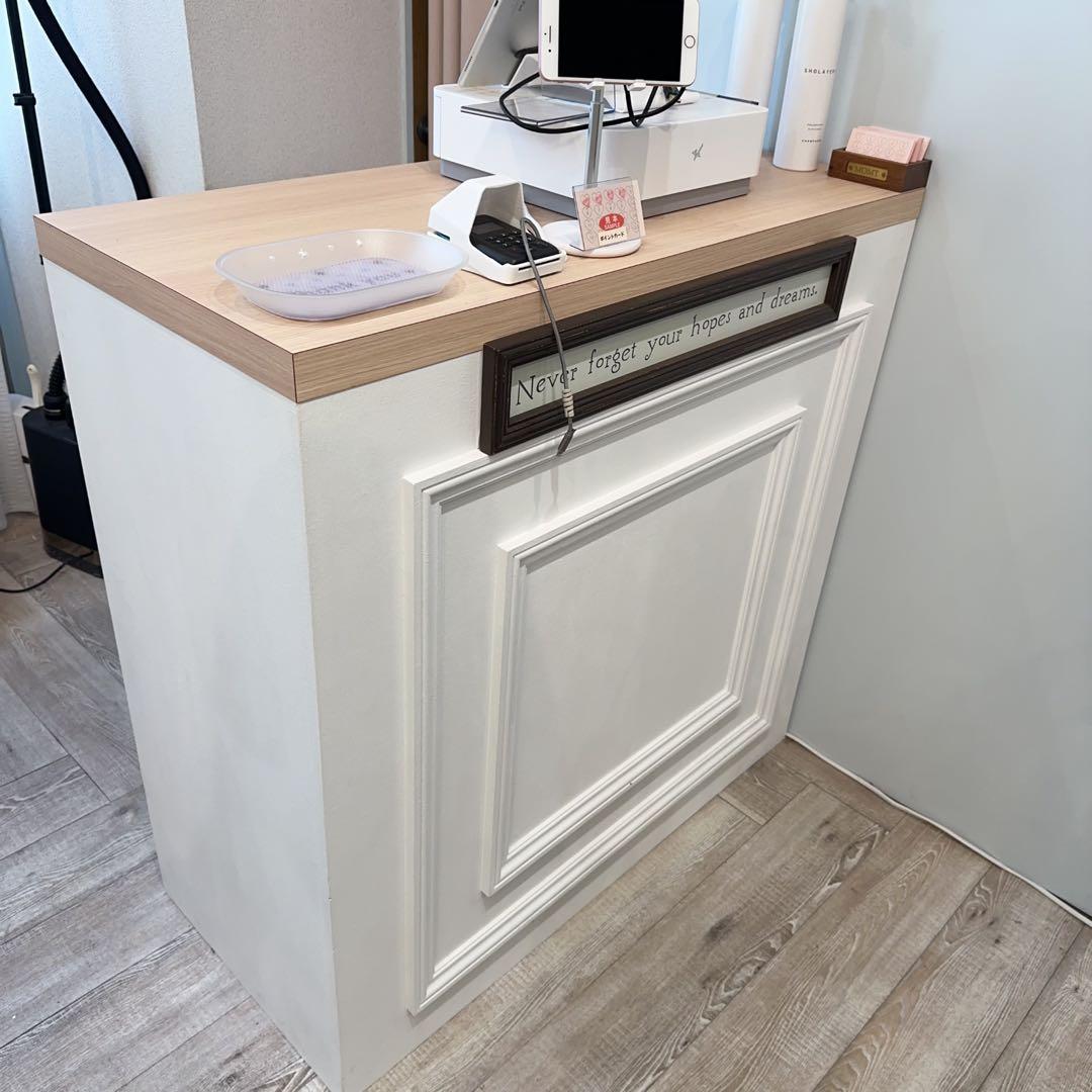 受付カウンター 幅100cm ホワイト 白レジカウンター アンティーク