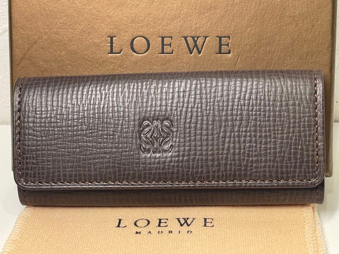 【新品未使用】LOEWE ダークブラウン レザーキーケース