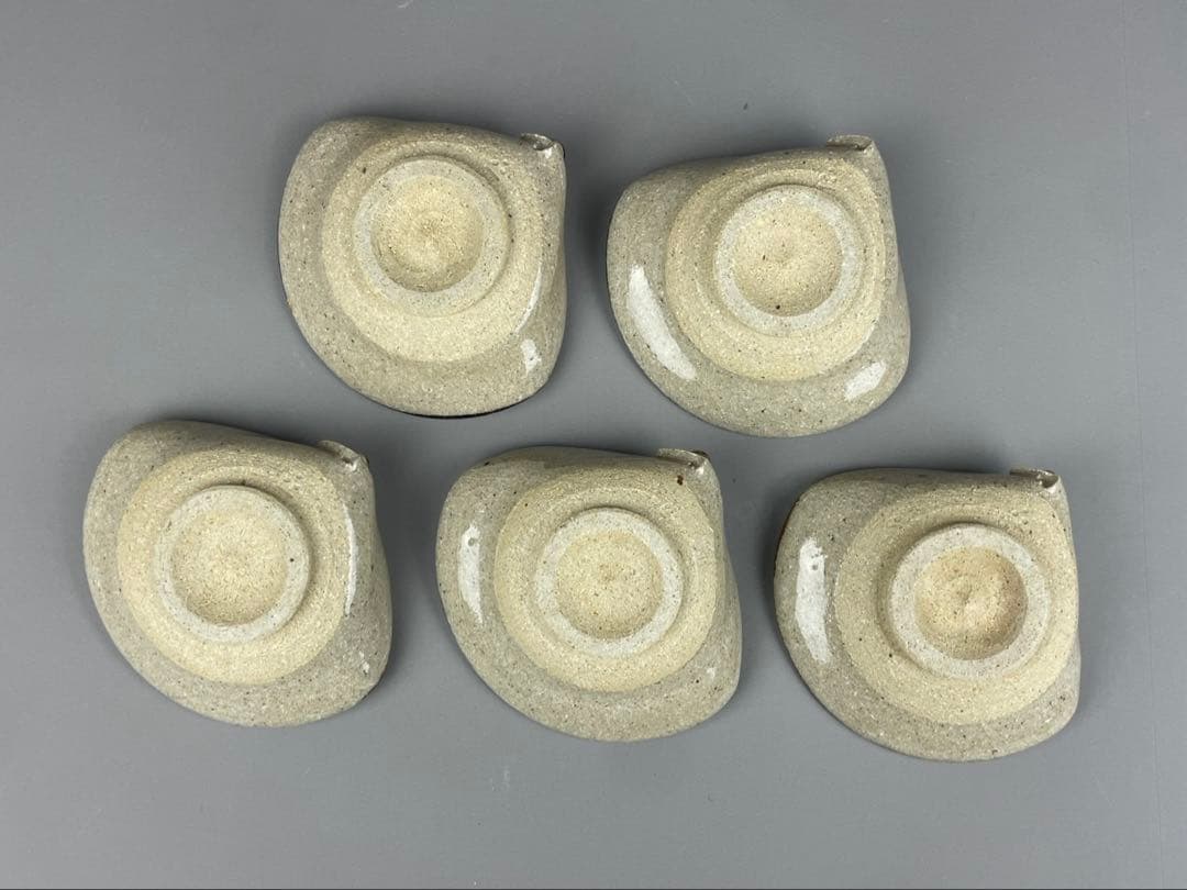 絵唐津草文皿 十三代中里太郎右衛門窯 向付 懐石料理 銘々皿 5客 貝殻 唐津焼