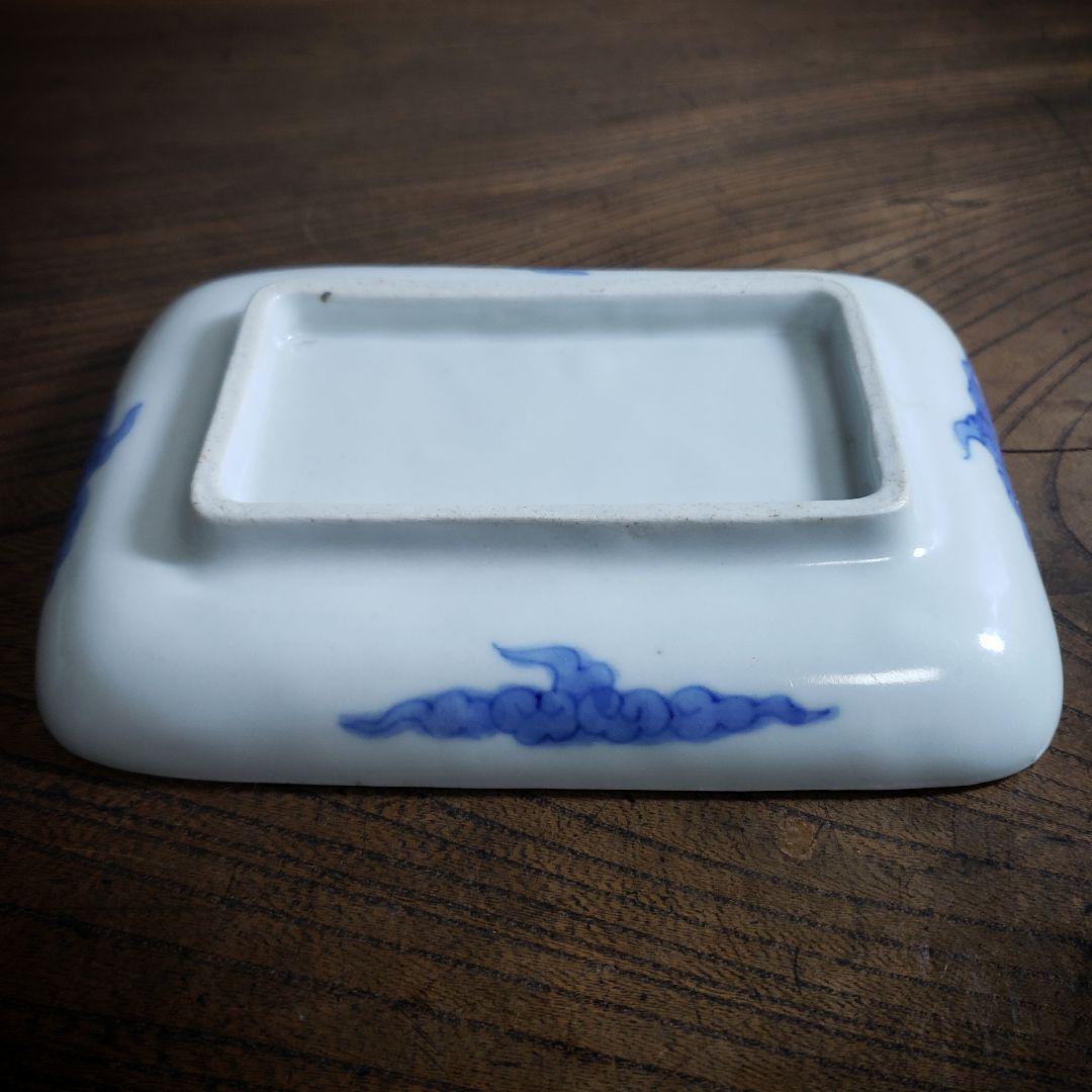 角皿 変形皿 色絵付 金彩 鳥 燕 鷺 波 自然風景 おもと 植物 古伊万里