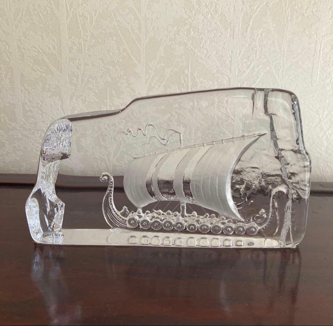 北欧 KOSTA BODA コスタボダ クリスタルガラス 船の彫刻