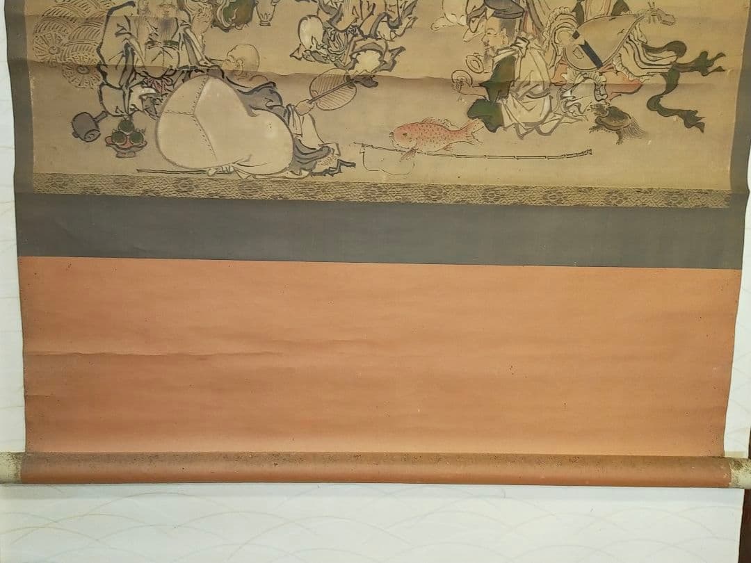 ♥【模写】　掛軸　狩野探幽　七福神　掛け軸　骨董品