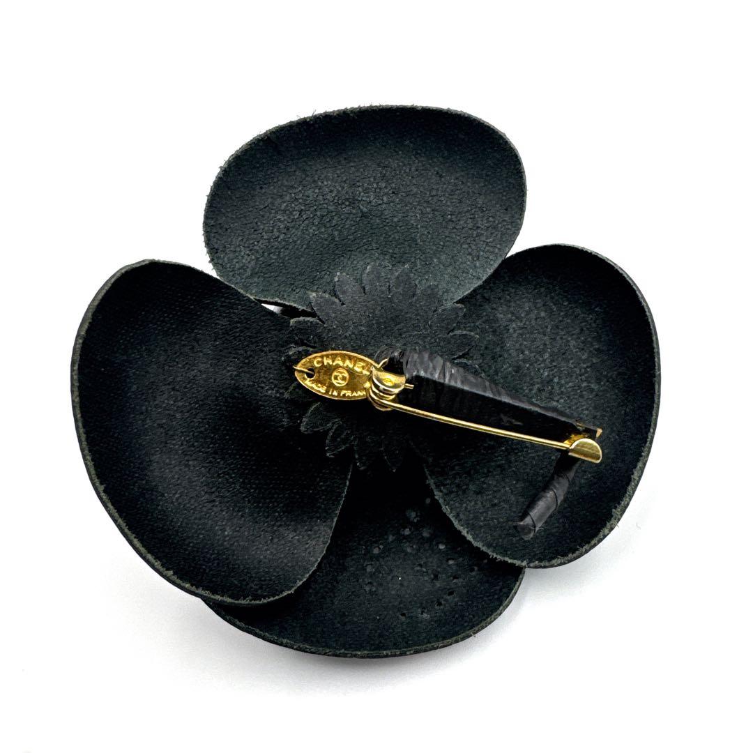 希少◆CHANEL◆シャネル カメリア コサージュ ブローチ 黒 ココマーク