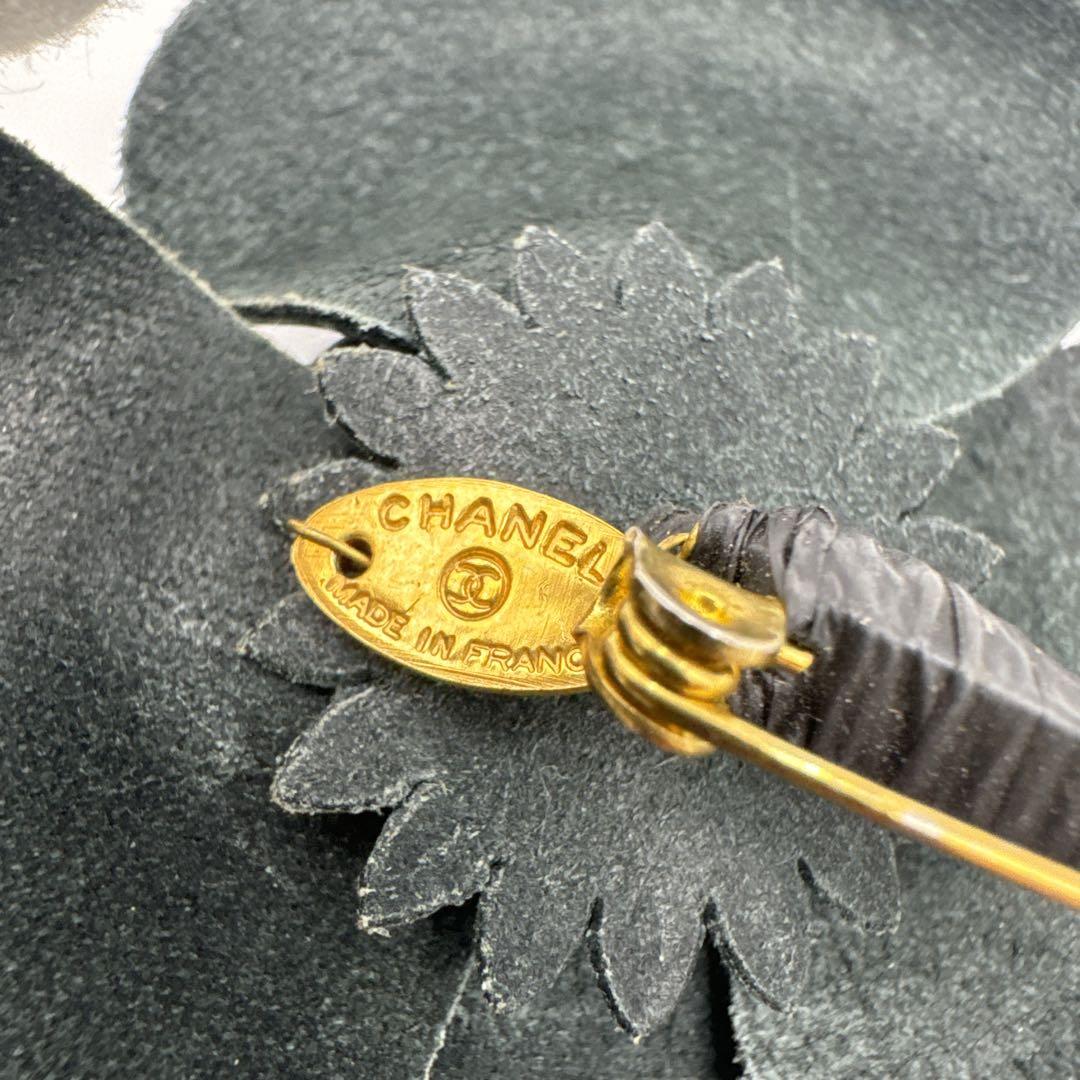 希少◆CHANEL◆シャネル カメリア コサージュ ブローチ 黒 ココマーク