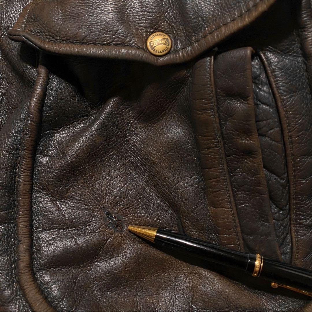 ヒロA2レザージャケットブラウンボンバージャケット短丈フライトヴィンテージ