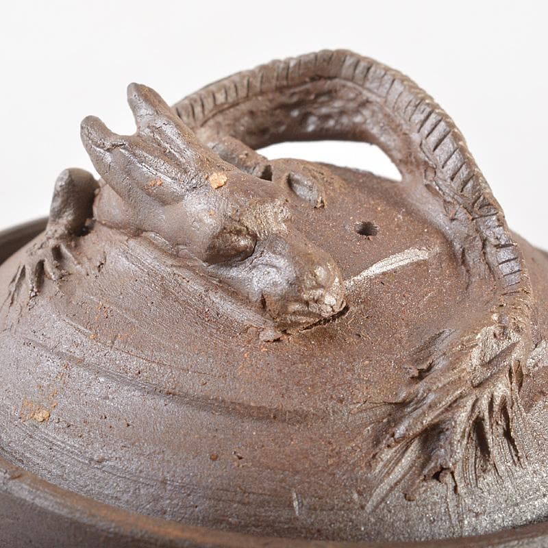 煎茶道具　備前焼　緒方一輝作　宝瓶　共布共箱　M　R7490