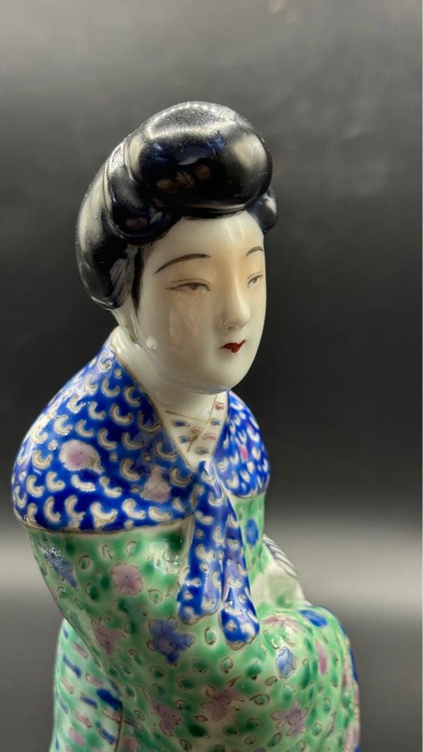 中国美術 古玩 色絵陶人形 陶器人形 高さ約26cm 置物 オブジェ 古董品