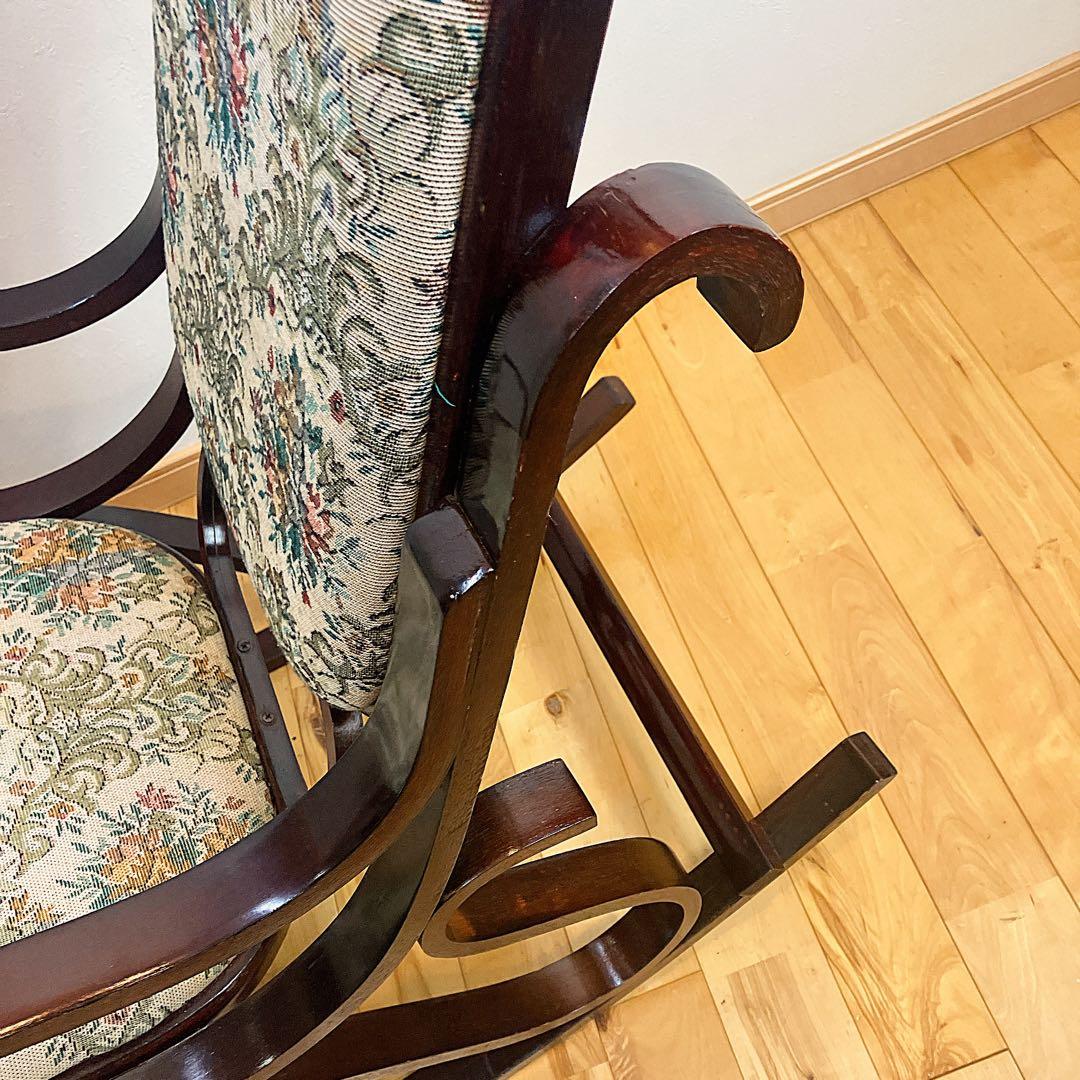 アンティーク ゴブラン織り ロッキングチェア 花柄 木製椅子 ビンテージ