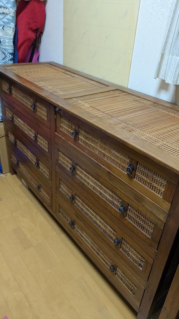 アジアンスタイル 木製キャビネット 6引き出しIDEE