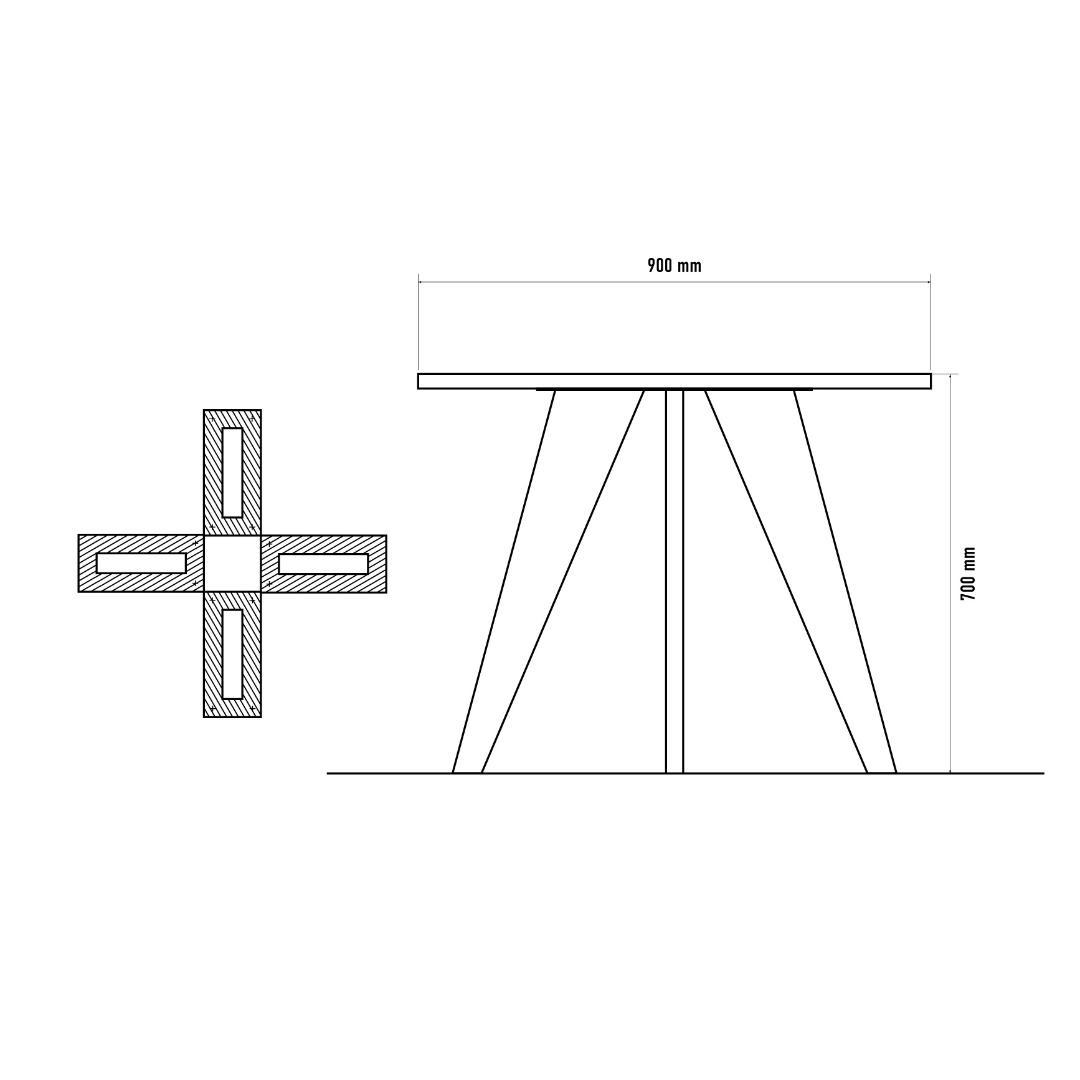 円形｜ラウンドテーブル｜ミディアムグレー｜薄塗りモルタル｜ダイニングテーブル