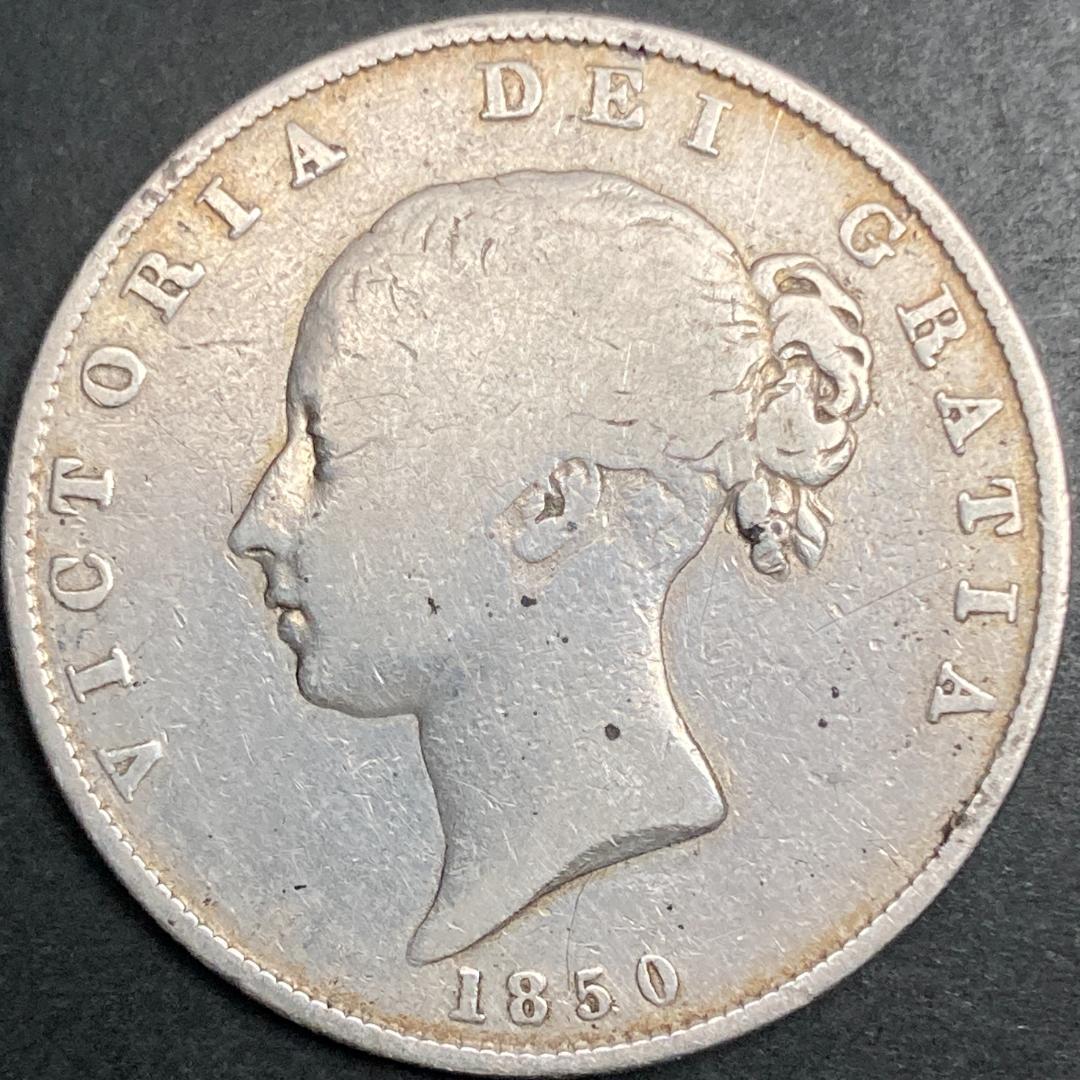 1850 イギリス １/2クラウン銀貨 ビクトリア・アンティーク 