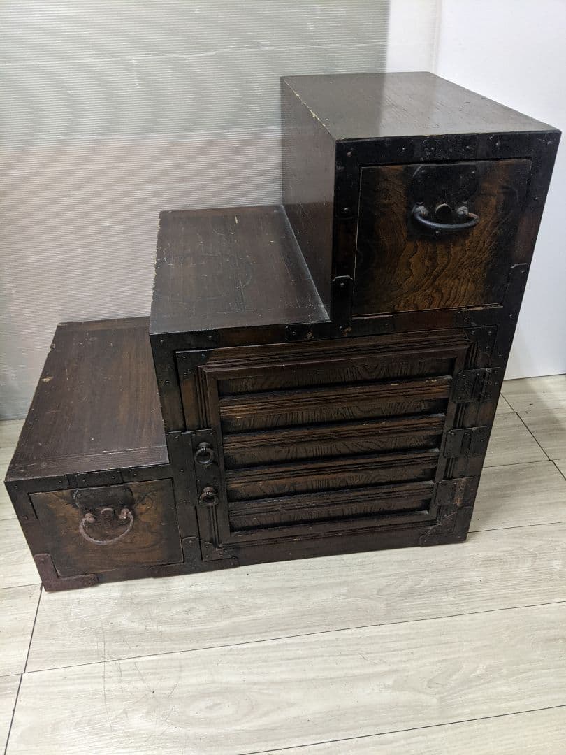 時代物　階段箪笥　和箪笥　両開き　　箪笥