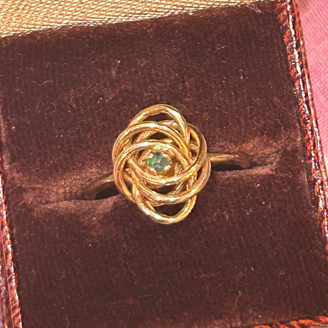 フランス　ヴィンテージリング　K18 エメラルド