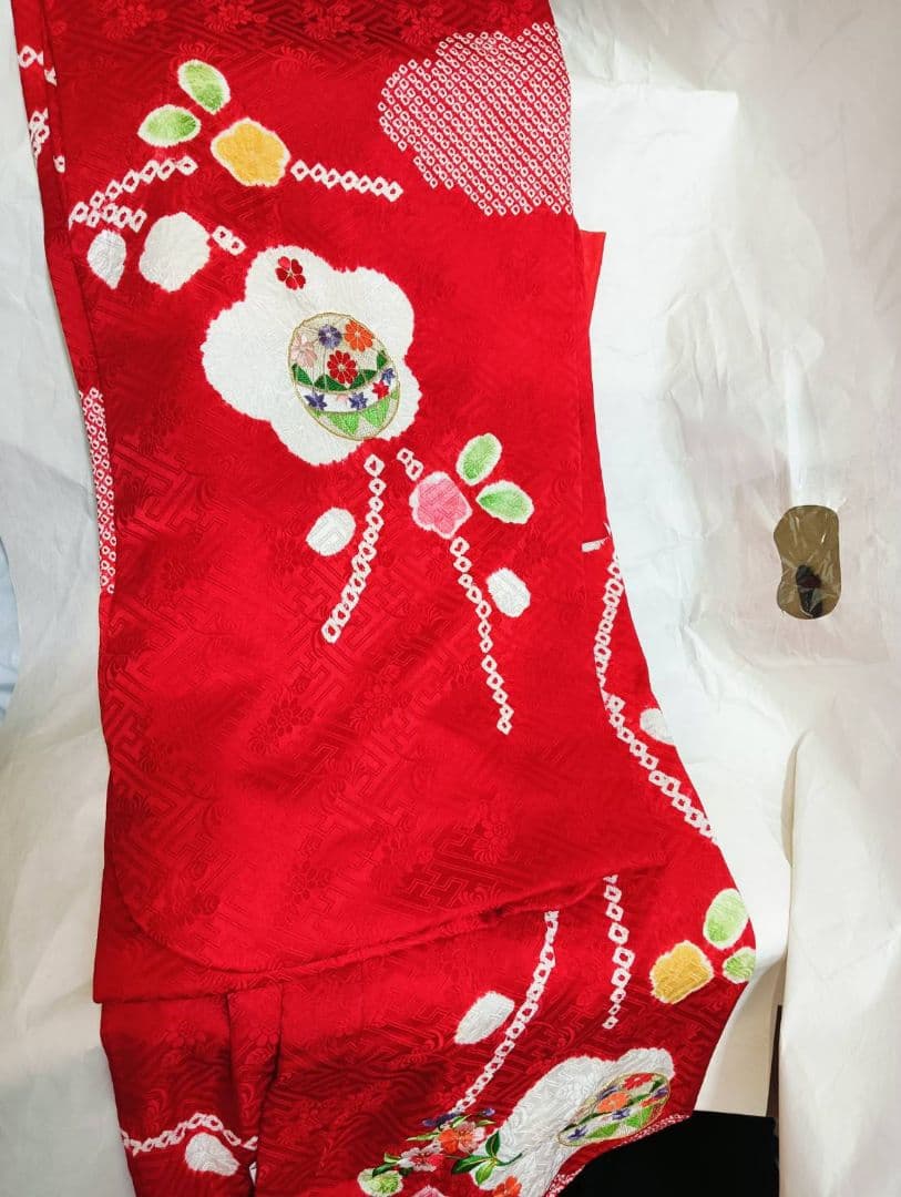 タイムセール　銀座　高級　七五三セット　赤 　絹着物　小物