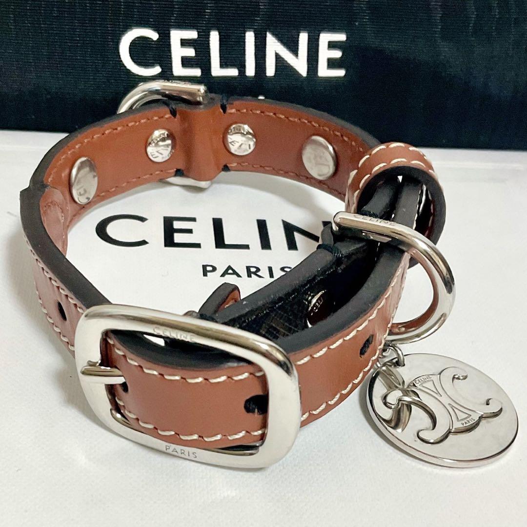 セリーヌ 定価6.4万【極美品】ドッグカラー 首輪 トリオンフ チャーム 箱付き