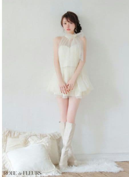 520ROBE de FLEURS ハイネックミニキャバドレス S