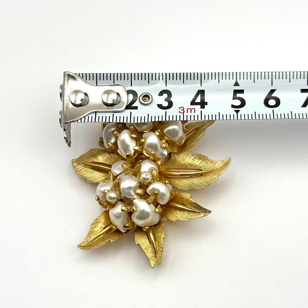 【希少】BOUCHER ブーシェ ブローチ リーフ フェイクパール ゴールド