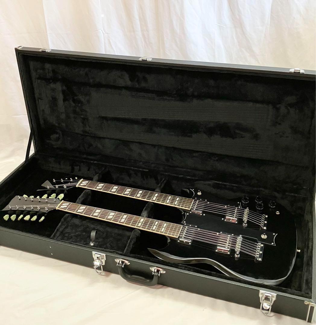 【希少】12弦×6弦 ダブルネック エレキギター ブラック ハードケース付き