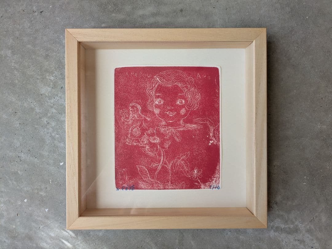 “希少”美品” ナタリーレテ 赤い木版画 限定版　アート　壁掛け　インテリア