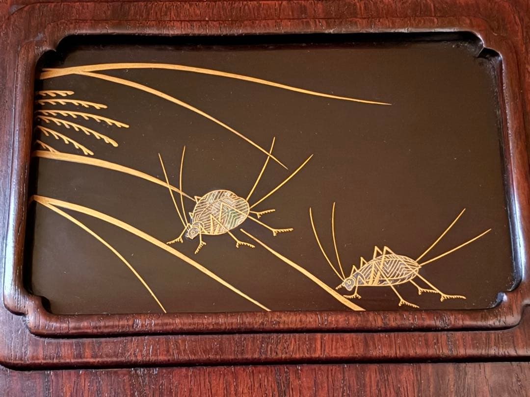 唐木　紫檀　蒔絵　飾り棚　古家具