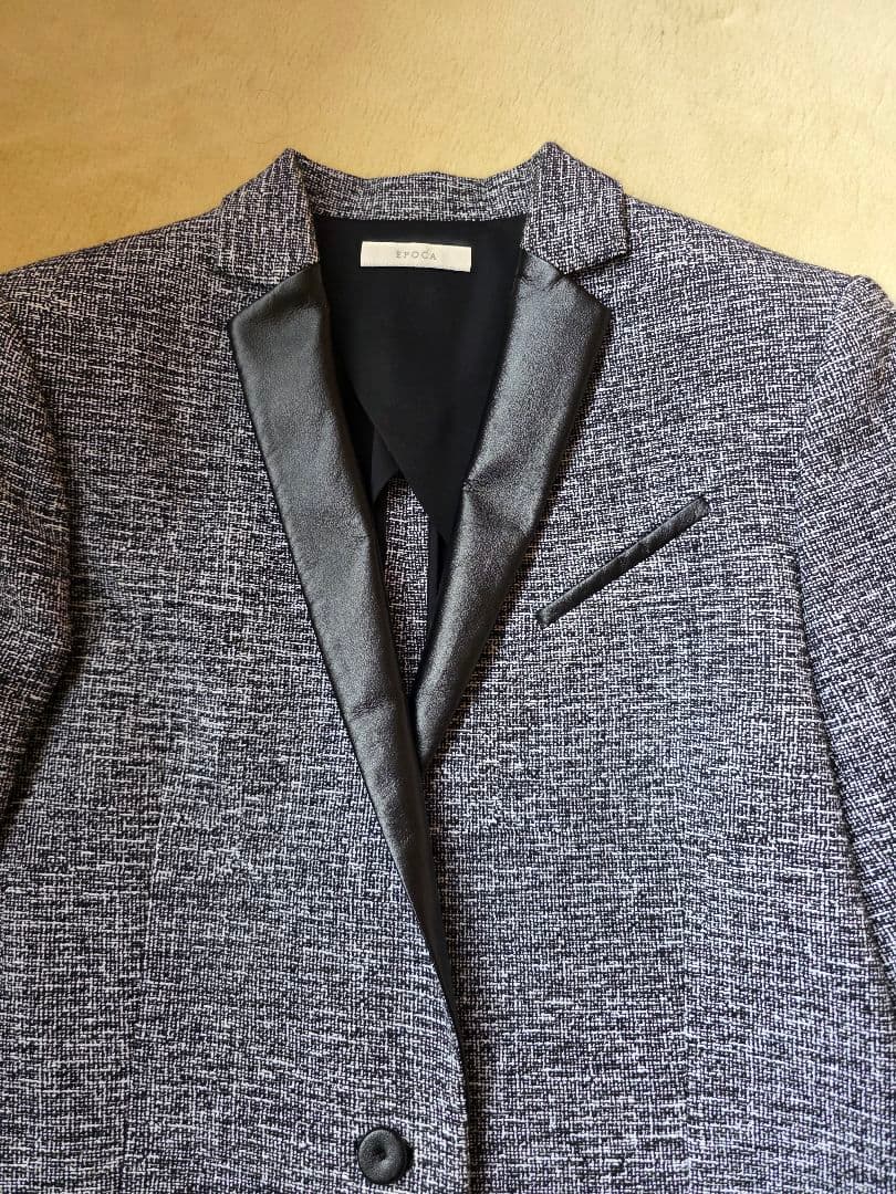 エポカ　グレー ブラック ツイード テーラードコート