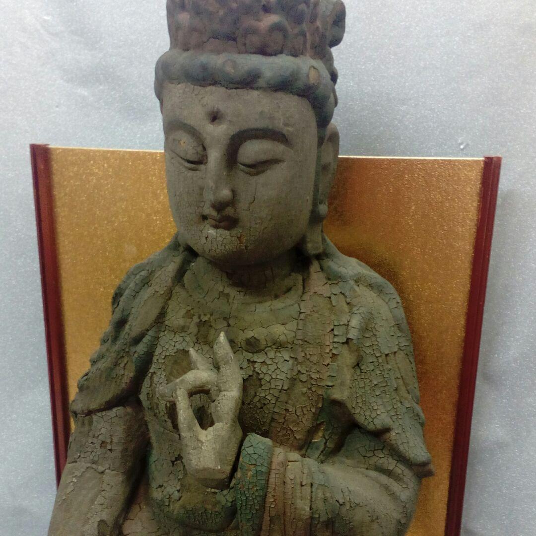 ７００〜４００年前頃稀少レア極彩色時代仏教美術菩薩如来坐像４０センチサイズ当時物