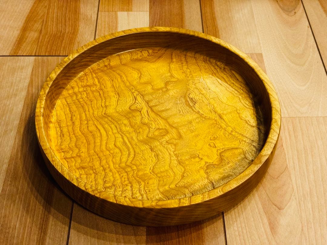 希少 北海道工芸品 瘤杢 木製丸盆 昭和レトロ No.52