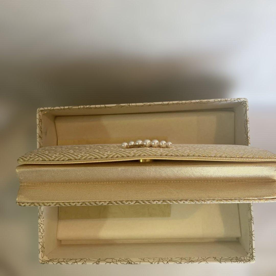 ミキモト　佐賀錦　ゴールドクラッチバッグ